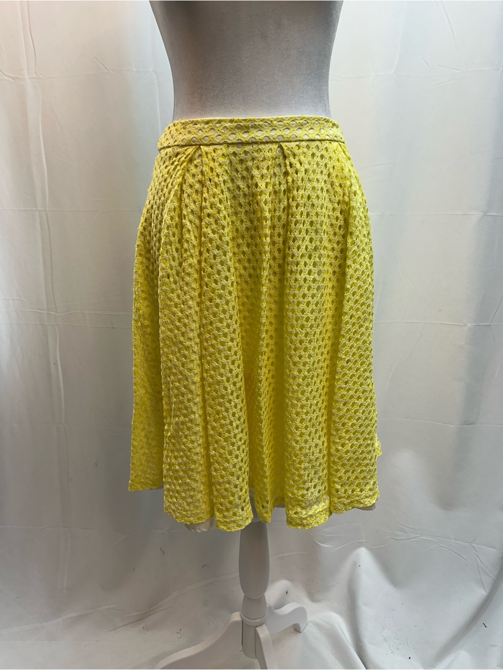 Aqua Sunny Yellow Textured A-Line Skirt M